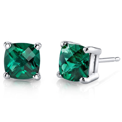 Birthstone Cushion Cut Solitaire Stud 14 Karat Gold Earrings