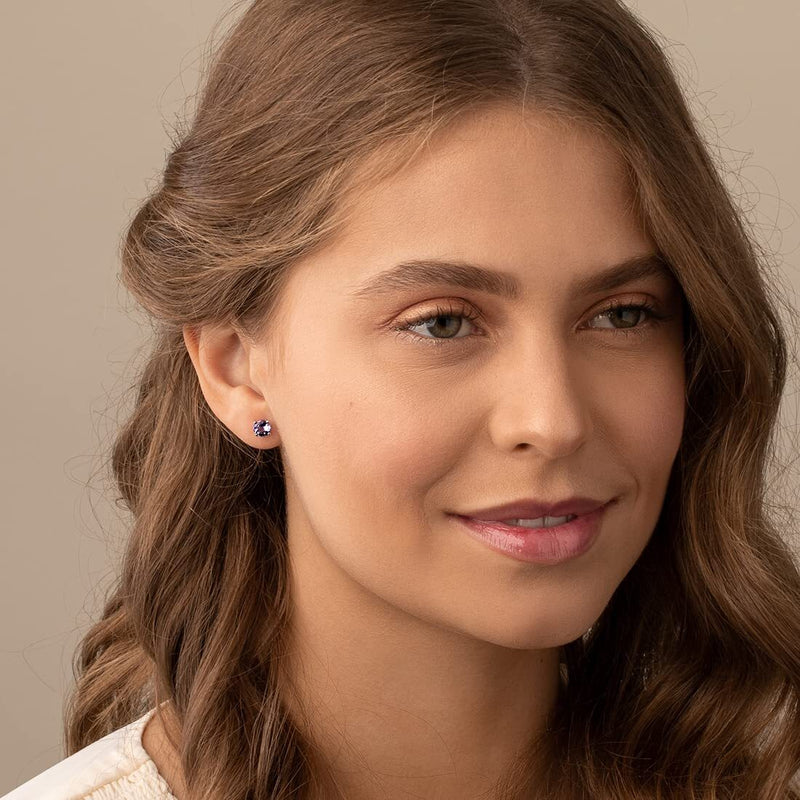 14K Gold Round Solitaire Stud Earrings