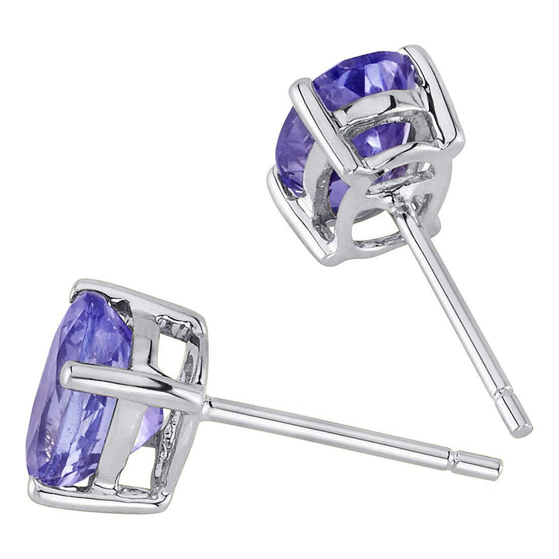 14 Karat White Gold Oval Shape 1.50 Carats Tanzanite Stud Earrings