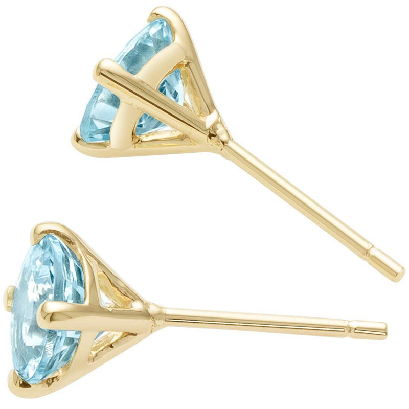14K Gold Round Solitaire Stud Earrings
