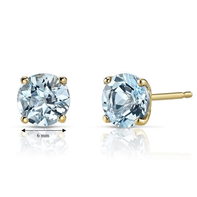 14K Gold Round Solitaire Stud Earrings