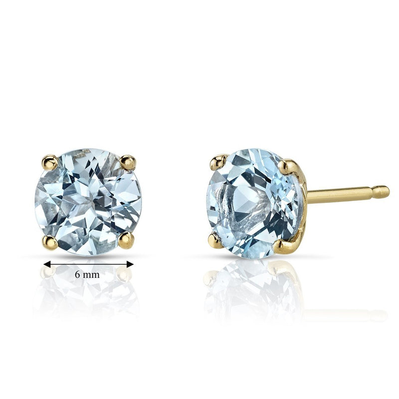 14K Gold Round Solitaire Stud Earrings