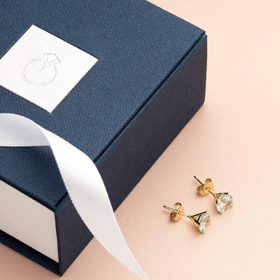 14K Gold Round Solitaire Stud Earrings