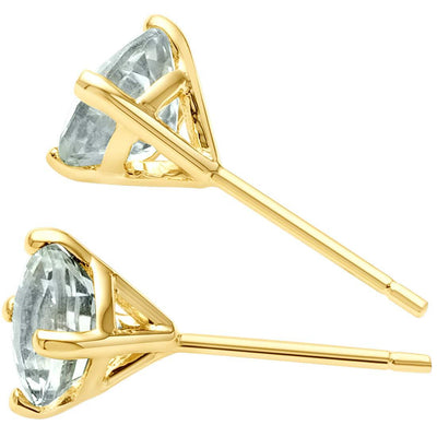 14K Gold Round Solitaire Stud Earrings