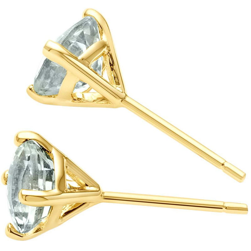 14K Gold Round Solitaire Stud Earrings
