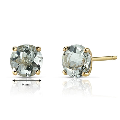 14K Gold Round Solitaire Stud Earrings