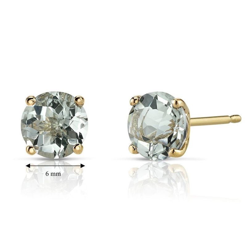14K Gold Round Solitaire Stud Earrings