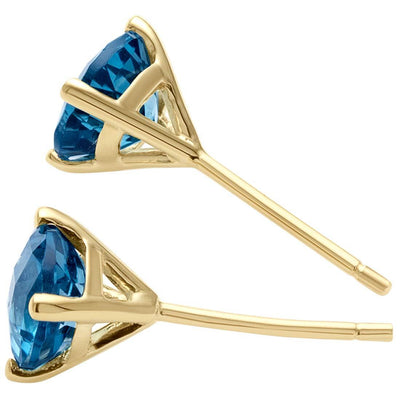 14K Gold Round Solitaire Stud Earrings
