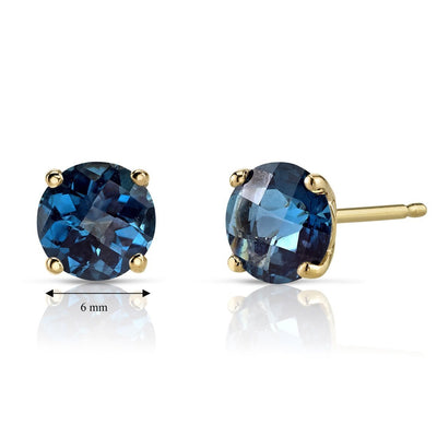 14K Gold Round Solitaire Stud Earrings
