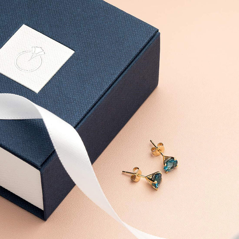 14K Gold Round Solitaire Stud Earrings
