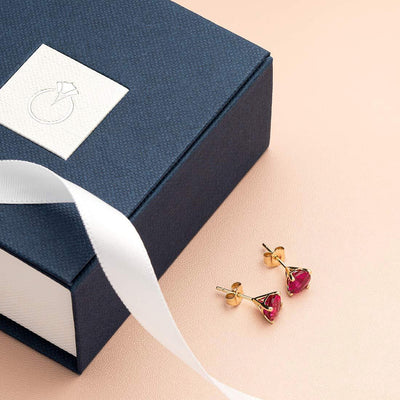 14K Gold Round Solitaire Stud Earrings