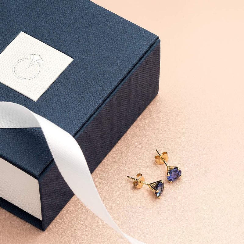 14K Gold Round Solitaire Stud Earrings