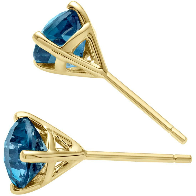 14K Yellow Gold Round Cut 2.00 Carats Created Alexandrite Stud Earrings