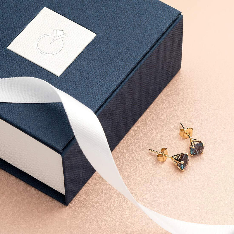 14K Gold Round Solitaire Stud Earrings