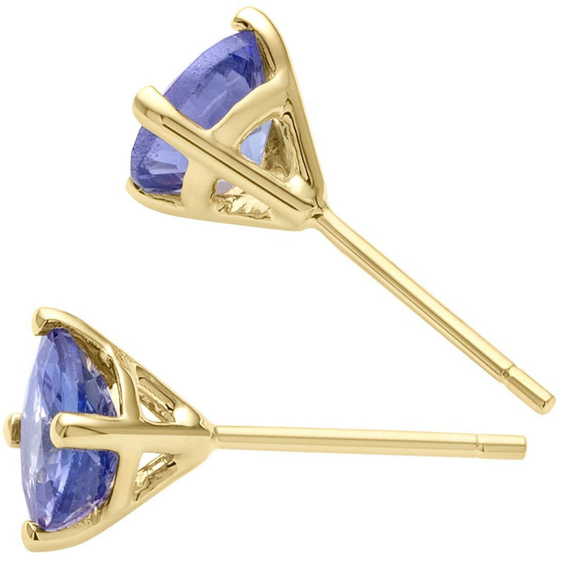 14K Gold Round Solitaire Stud Earrings
