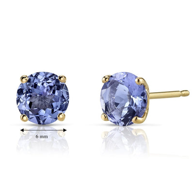 14K Gold Round Solitaire Stud Earrings