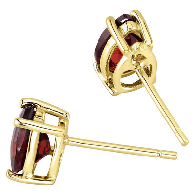 Pear Shape Garnet Stud Earrings 14K Yellow Gold 1.75 Carats
