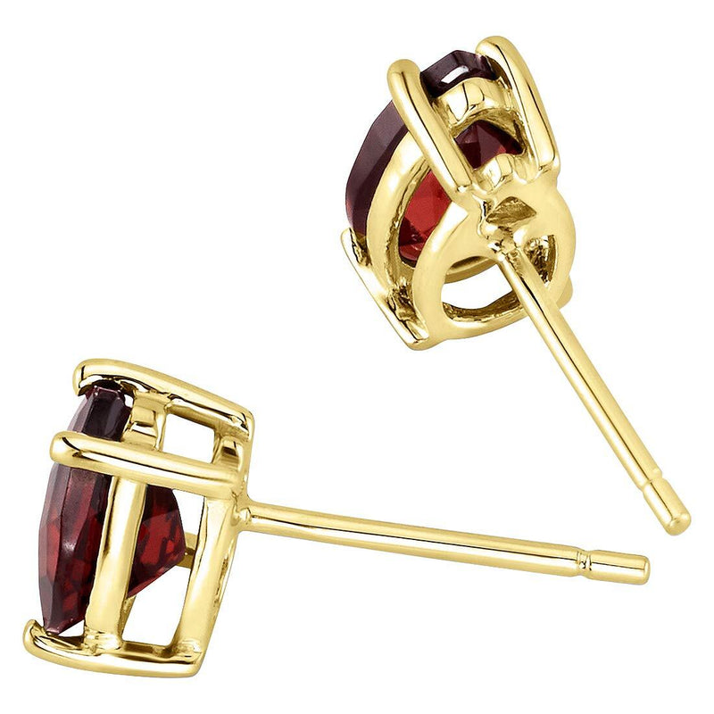 Pear Shape Garnet Stud Earrings 14K Yellow Gold 1.75 Carats