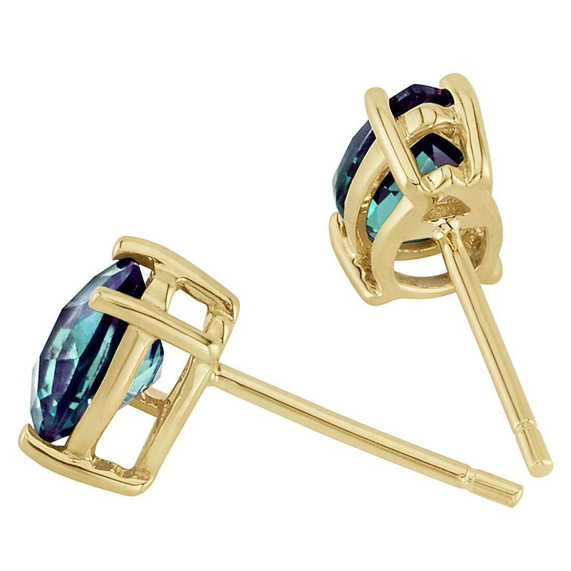 Pear Shape Alexandrite Stud Earrings 14K Yellow Gold 1.75 Carats