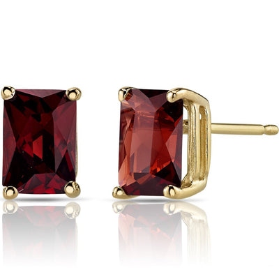 Birthstone Stud Solitaire Radiant Cut 14K Gold Earrings