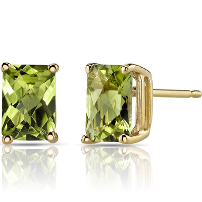 Birthstone Stud Solitaire Radiant Cut 14K Gold Earrings
