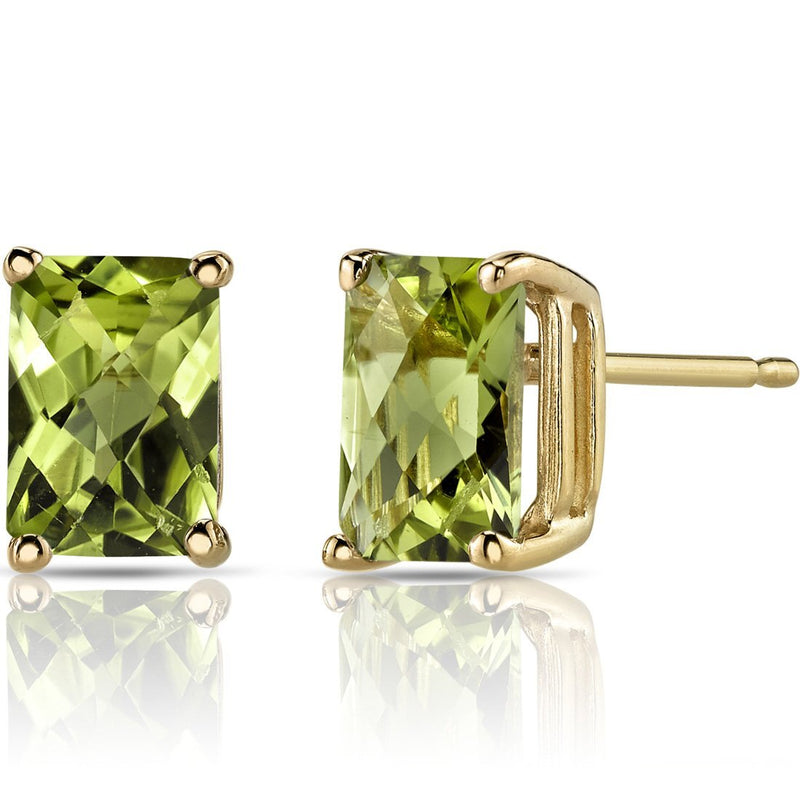 Birthstone Stud Solitaire Radiant Cut 14K Gold Earrings
