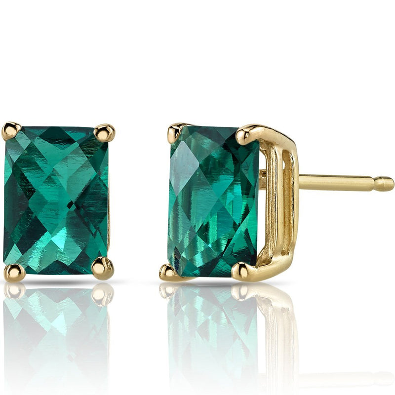 Birthstone Stud Solitaire Radiant Cut 14K Gold Earrings
