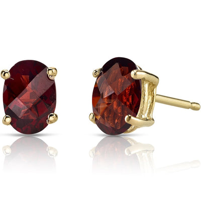 Birthstone Oval Solitaire Stud 14K Gold Earrings