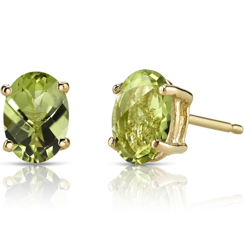 Birthstone Oval Solitaire Stud 14K Gold Earrings