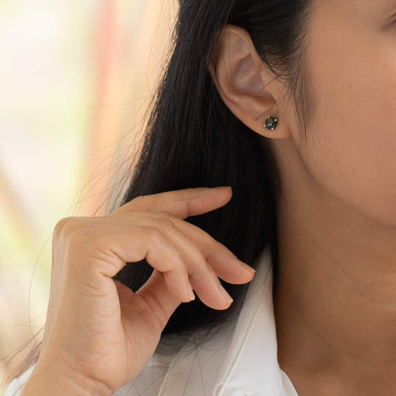 14K Gold Round Solitaire Stud Earrings