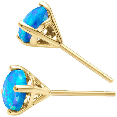 14K Gold Round Solitaire Stud Earrings