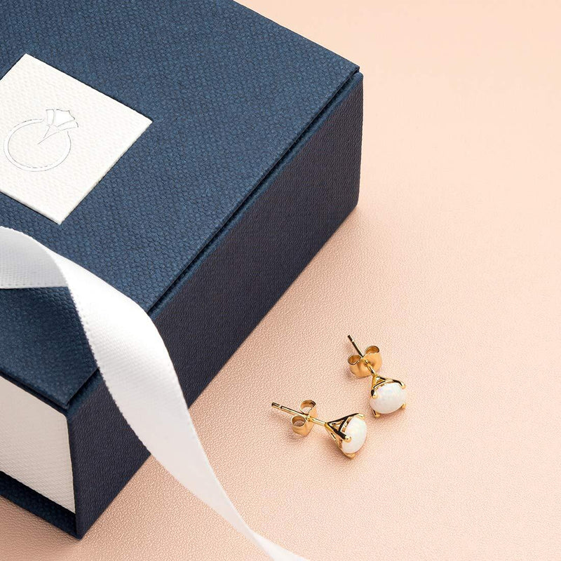 14K Gold Round Solitaire Stud Earrings