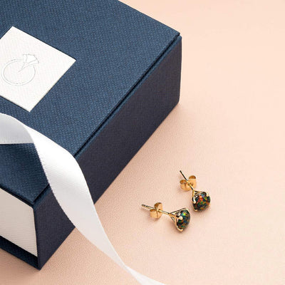 14K Gold Round Solitaire Stud Earrings