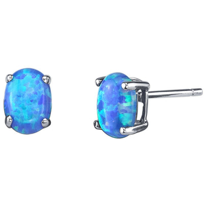 Birthstone Oval Solitaire Stud 14K Gold Earrings