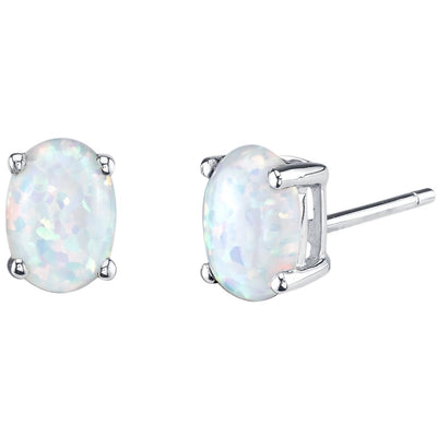 Birthstone Oval Solitaire Stud 14K Gold Earrings