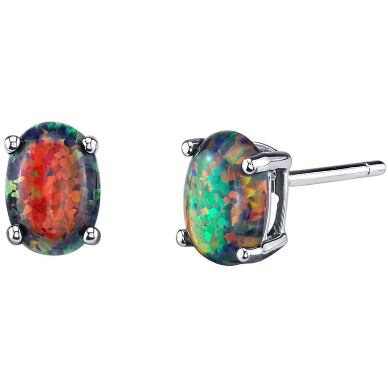Birthstone Oval Solitaire Stud 14K Gold Earrings