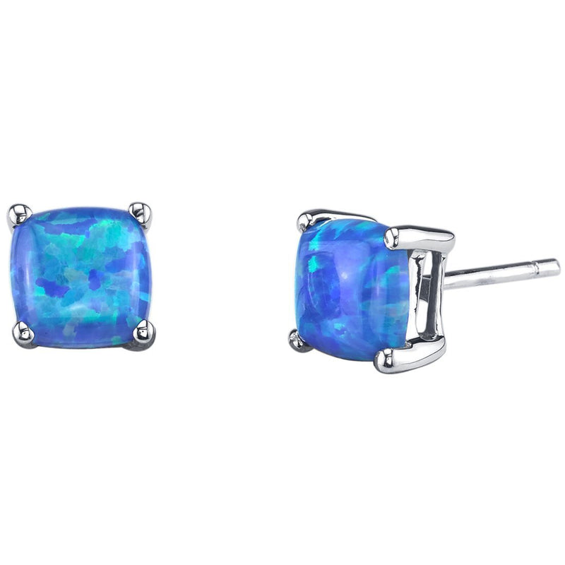 Birthstone Cushion Cut Solitaire Stud 14 Karat Gold Earrings