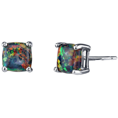 Birthstone Cushion Cut Solitaire Stud 14 Karat Gold Earrings