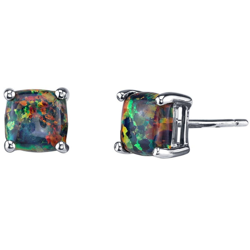 Birthstone Cushion Cut Solitaire Stud 14 Karat Gold Earrings