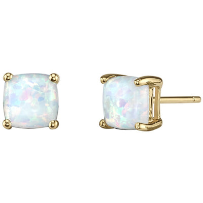 Birthstone Cushion Cut Solitaire Stud 14 Karat Gold Earrings