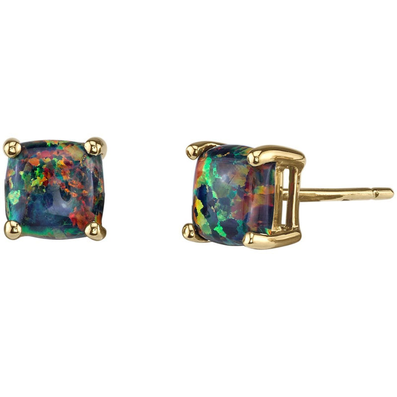 Birthstone Cushion Cut Solitaire Stud 14 Karat Gold Earrings