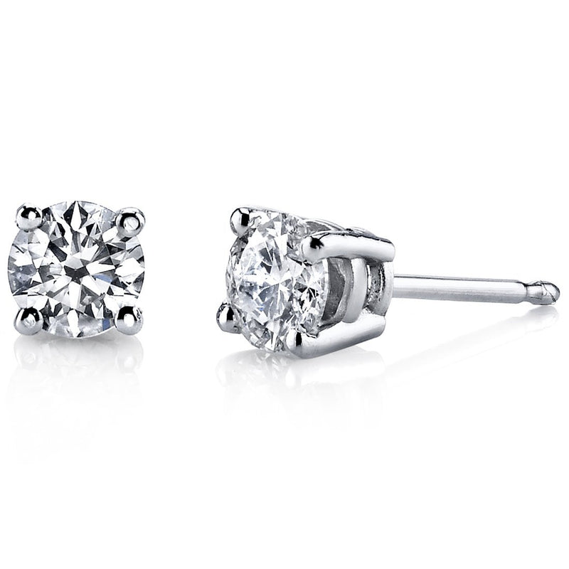 Princess cut gemstone solitaire stud 925 sterling silver earnings - created blue sapphire - sterling silver