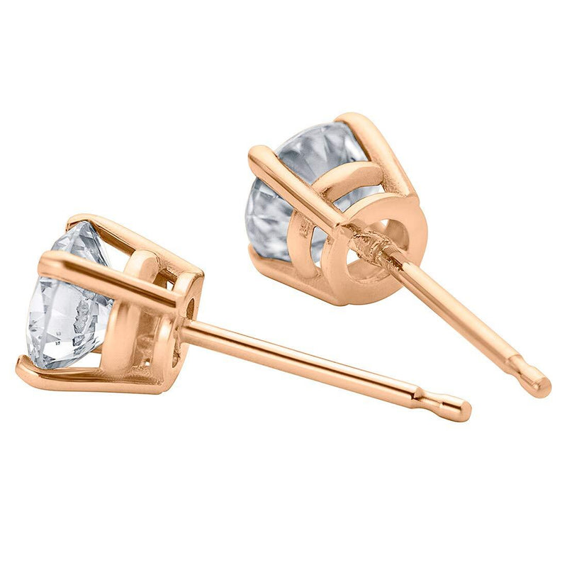 Princess cut gemstone solitaire stud 925 sterling silver earnings - created blue sapphire - sterling silver
