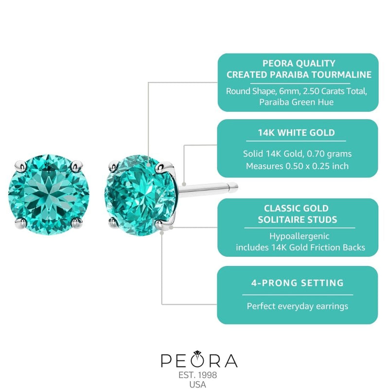 14K Gold Round Solitaire Stud Earrings
