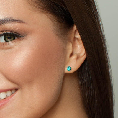 14K Gold Round Solitaire Stud Earrings
