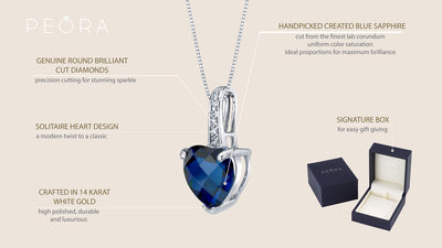 Heart Shape Swiss Blue Topaz and Diamond Pendant Necklace 14K White Gold 2.50 Carats