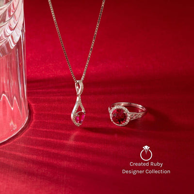 Ruby and Diamond Pendant Necklace 14K White Gold 2.49 Carats Pear Shape