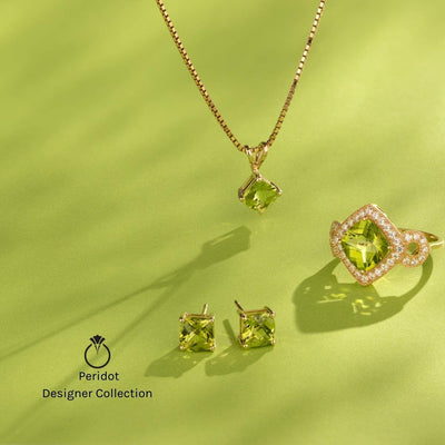 Peridot and Diamond Pendant Necklace 14K White Gold 0.86 Carat Heart Shape