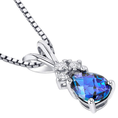 Alexandrite and Diamond Pendant Necklace 14K White Gold 1 Carat Pear Shape