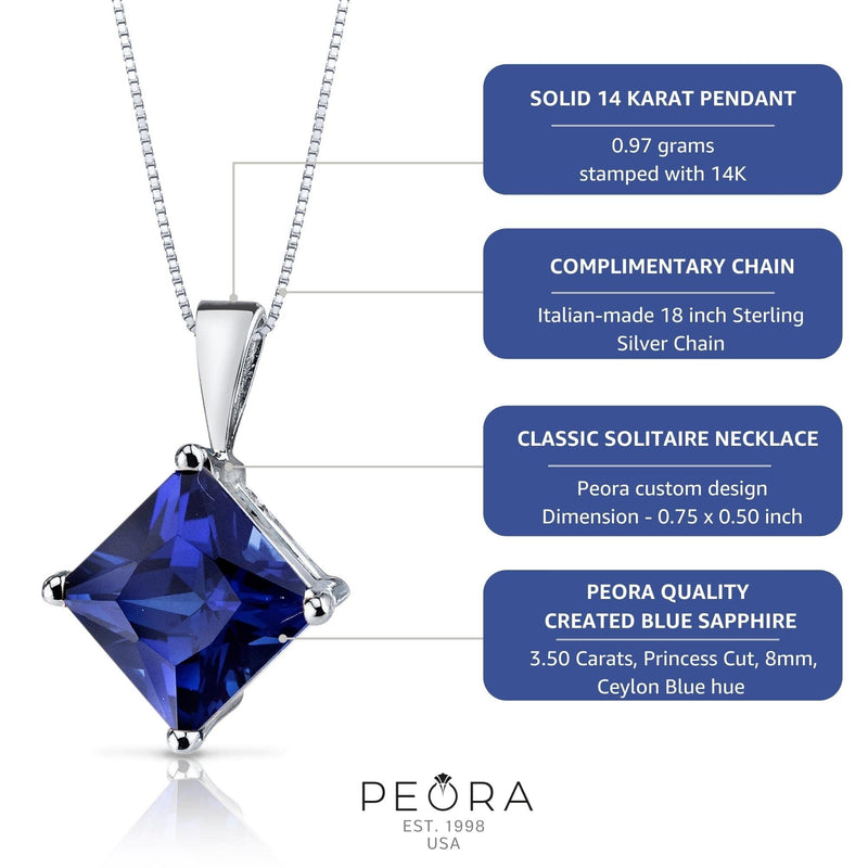 Blue Sapphire Pendant Necklace 14 Karat White Gold 3.38 Carats